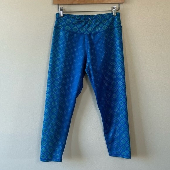 Prana Blue Patterned Mid Rise Active Leggings Size Medium - Picture 1 of 4
